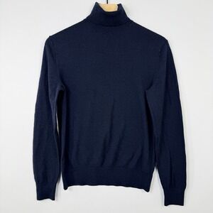 Banana Republic Extra Fine Merino Wool Turtleneck Sweater Navy Womens S